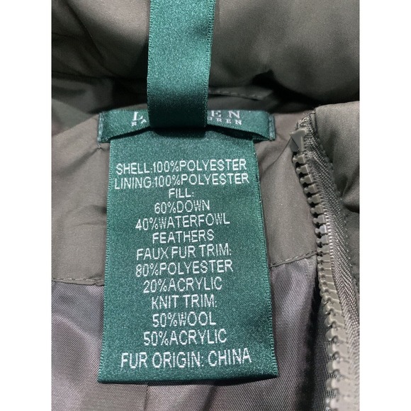 Lauren Ralph Lauren Women's Puffer Jacket Down Hooded Green Sz M Detachable Hood - Picture 14 of 16